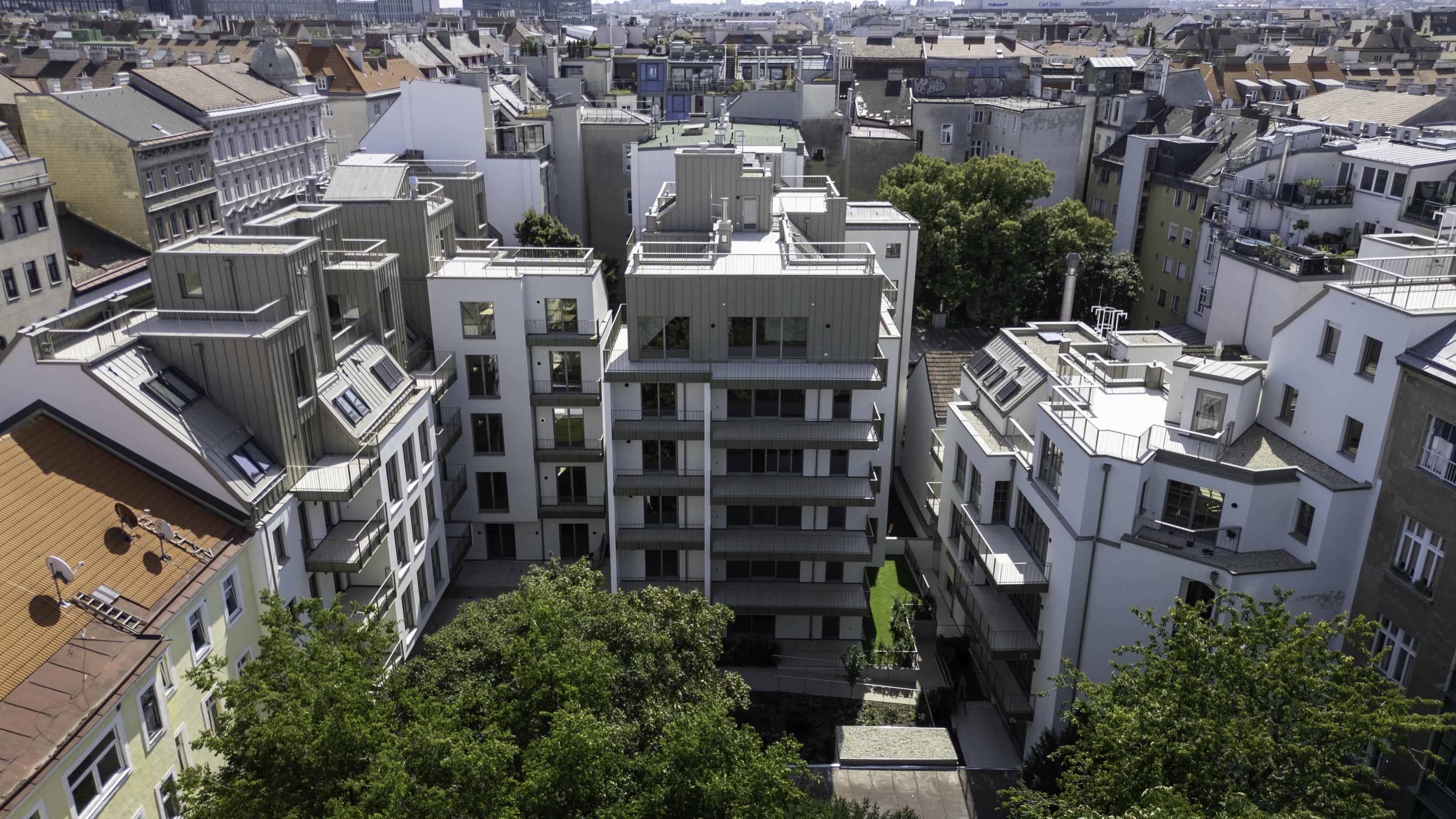 Titanzink-Dachausbau mit Dachterrassen am Quartier Starhemberg in Wien, Ansicht 5